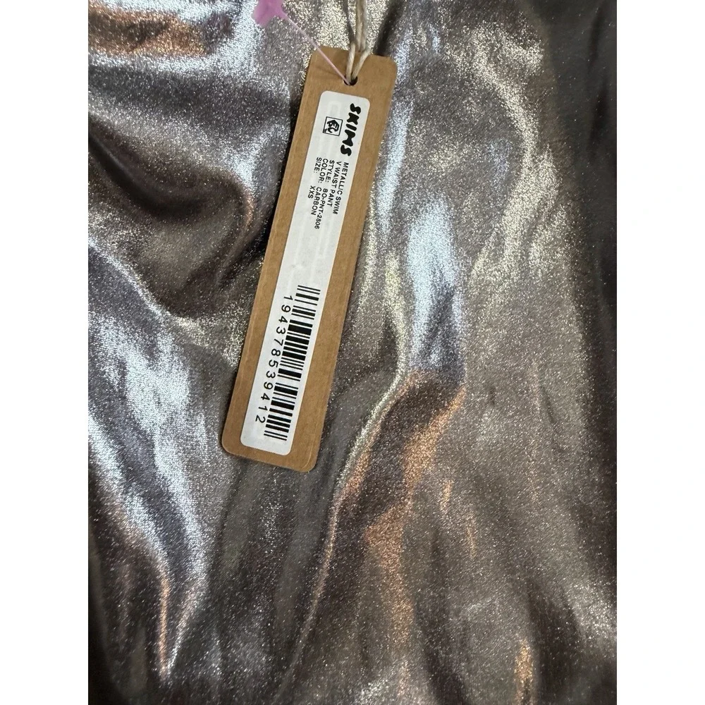New Skims Metallic Swim V Waist Pant Carbon XXS Metallics Collection NWT